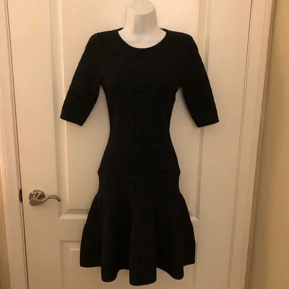 HERVE LEGER Black Fit and Flare Mini Dress - Picture 5 of 7